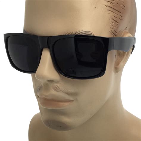 mens black sunglasses square with red lenses